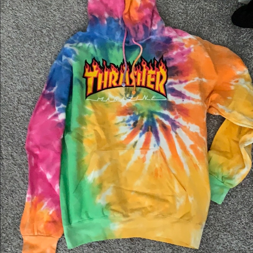 tie dye “thrasher” hoodie